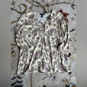 Chaps Multicolor Paisley Blouse Large